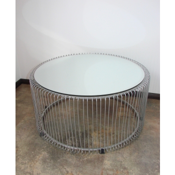 Vintage coffee table z lustrzanym blatem.